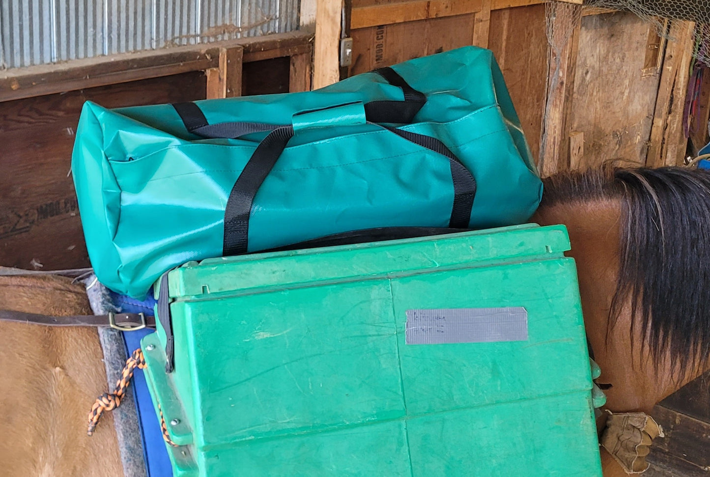 gear bag on pack saddle
